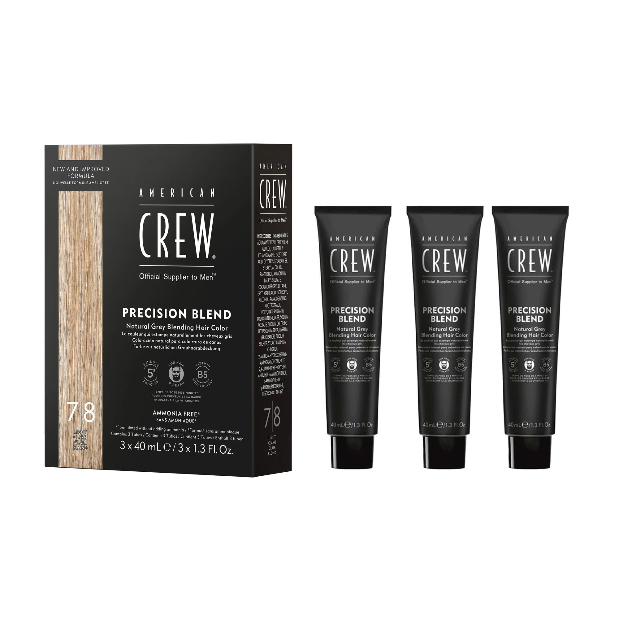 Чоловіча система маскування сивини American Crew Precision Blend Light (рівень 7-8), 120 мл